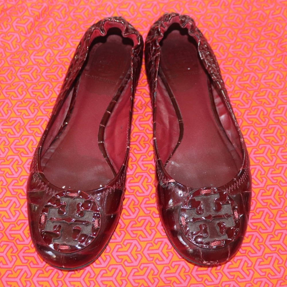 Tory Burch Burgundy Reva Flats